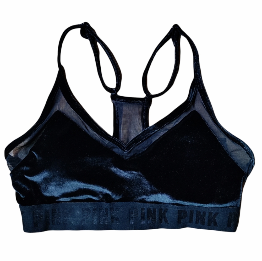 Victoria secret pink velvet mesh sport bra S nwt